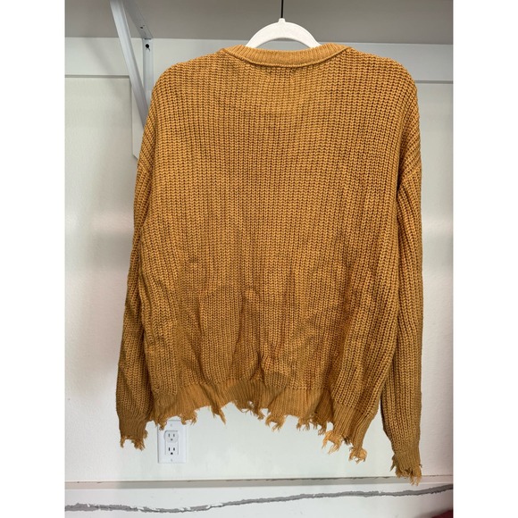 True Craft Women's Fringe Sweater Mustard Yellow‎ Size Large - Picture 7 of 7